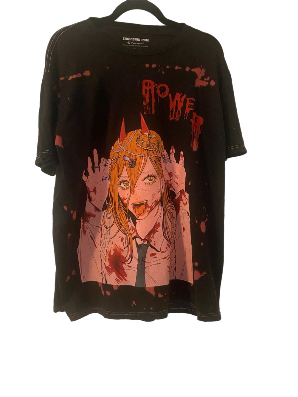 Official Chainsaw Man Power Blood Splatter T-Shirt L